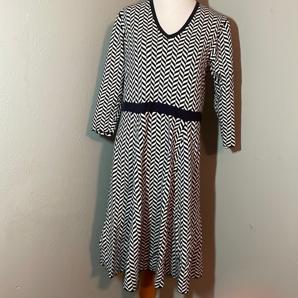 Boden Lucinda Knit Dress in Navy & White Chevron
